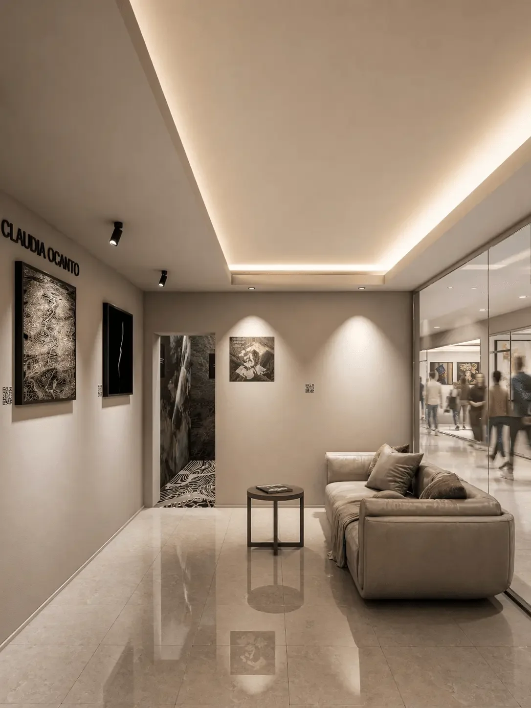 Claudia's Art Gallery — exhibition space, interior visualization (4)