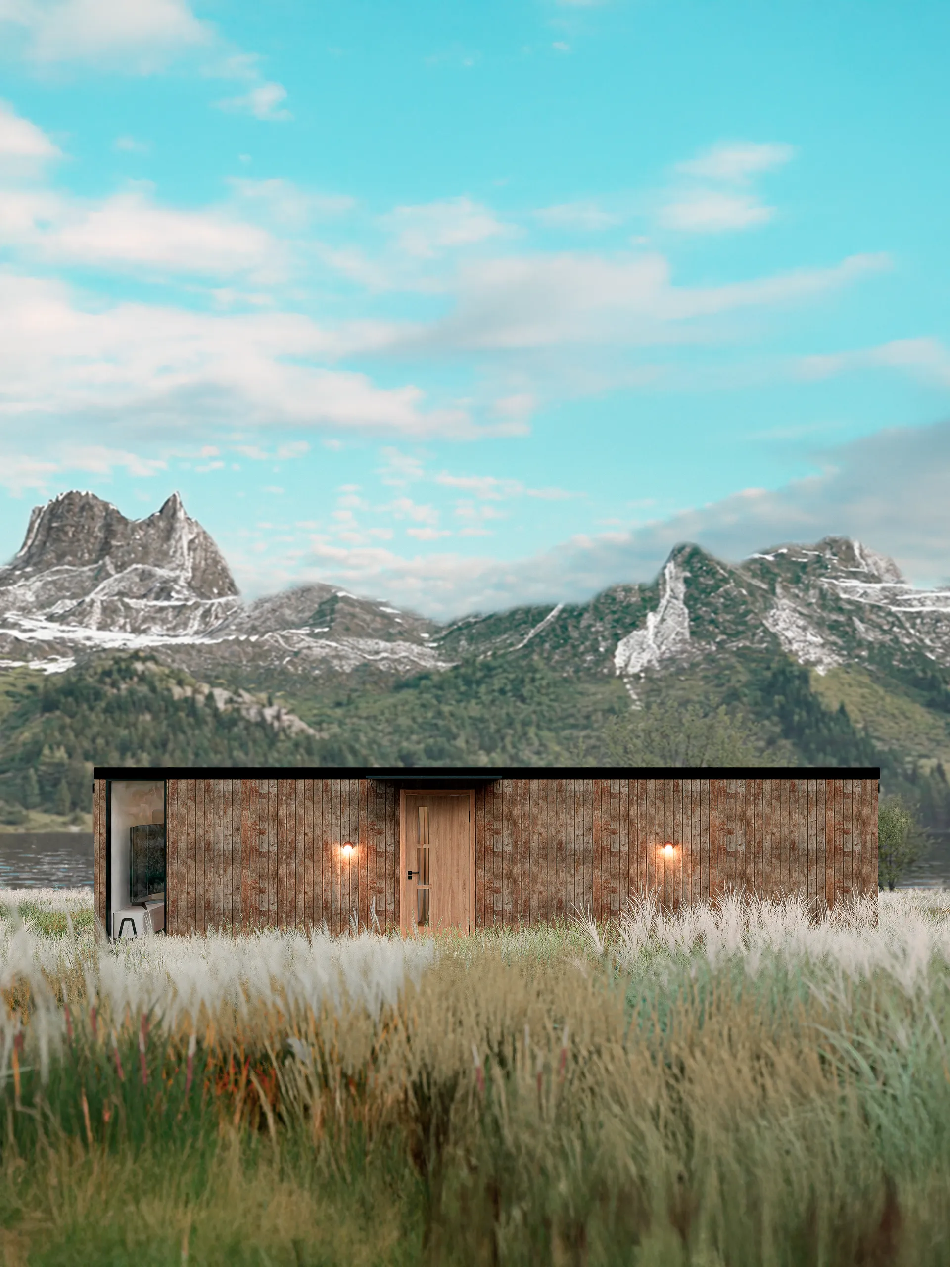 Refugio en el campo — exterior, architectural visualization
